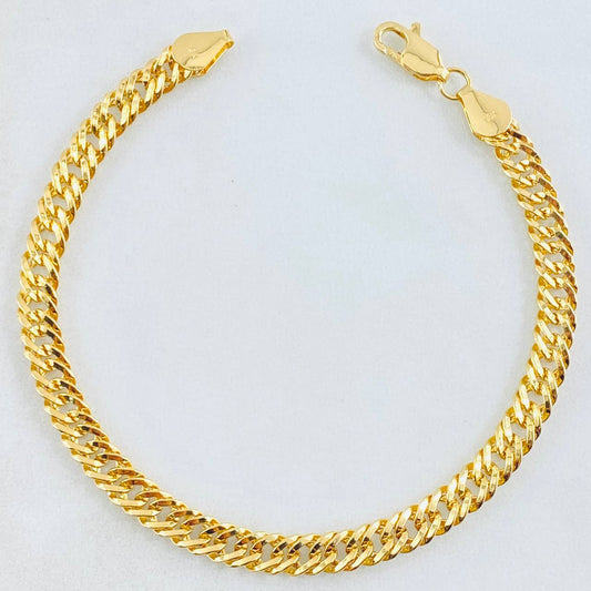 Pulso Cubano Reticulado Doble 4.9gr / 19cm / 5mm Oro Amarillo +3 18K *