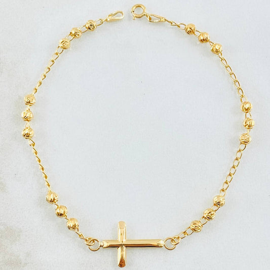 Pulso Espiga Militar Cruz 2.2gr / 18.5cm / 3mm Oro Amarillo 18K ©