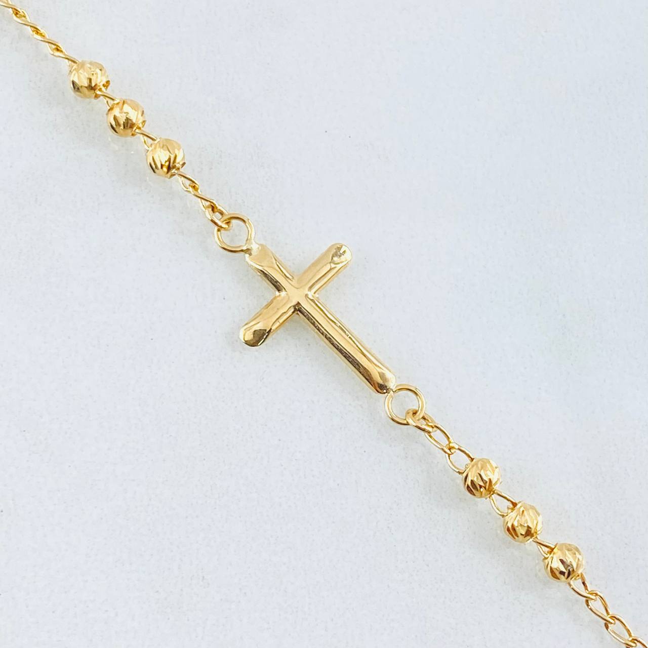 Pulso Espiga Militar Cruz 2.2gr / 18.5cm / 3mm Oro Amarillo 18K ©