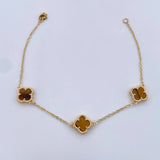 Pulso Trebol Aro Seguido 4.45gr / 19.4cm / 1.4mm Ojo De Tigre Oro Amarillo Nac.Esp. 18K &