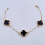 Pulso Trebol Aro Seguido 4.4gr / 19.5cm / 1.8mm Onix Negro Oro Amarillo Nac.Esp. 18K &