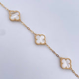 Pulso Trebol Aro Seguido 6.7gr / 18.7cm / 1.8mm Nacar Blanco Oro Amarillo Nac.Esp. 18K &