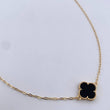 Cadena Trebol Aro Seguido 4.05gr / 43.4cm / 1.8mm Onix Negro Oro Amarillo Nac.Esp. 18K &
