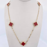 Cadena Trebol Aro Seguido 9gr / 51cm / 1.8mm Agata Rojo Oro Amarillo Nac.Esp. 18K &