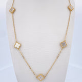 Cadena Trebol Aro Seguido 7.9gr / 49.2cm / 1.5mm Nacar Blanco Oro Amarillo Nac.Esp. 18K &