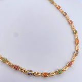 Cadena Rustico Ovalos 49.3gr / 60.4cm / 6.1mm Circones De Colores Oro Amarillo 18K $