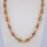 Cadena Rustico Ovalos 49.3gr / 60.4cm / 6.1mm Circones De Colores Oro Amarillo 18K $