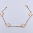Pulso Trebol Espiga 3.1gr / 18.5cm / 1.4mm Electroestatico Blanco Oro Amarillo 18K &