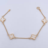 Pulso Trebol Espiga 3.1gr / 18.5cm / 1.4mm Electroestatico Blanco Oro Amarillo 18K &