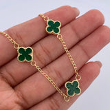 Pulso Trebol Espiga 3.1gr / 18.5cm / 1.4mm Electroestatico Verde Oro Amarillo 18K &