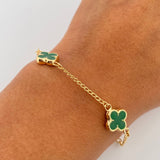 Pulso Trebol Espiga 3.1gr / 18.5cm / 1.4mm Electroestatico Verde Oro Amarillo 18K &