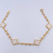 Pulso GC Trebol 3.95gr / 18cm / 3.2mm Diamantado Electroestatico Blanco Oro Amarillo 18K &