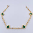 Pulso Trebol Militar 4.85gr / 19cm / 3mm Bolas Diamantadas Electroestatico Verde Oro Amarillo 18K &