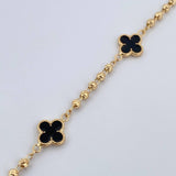 Pulso Trebol Militar 4.25gr / 18.7cm / 3mm Bolas Diamantadas Electroestatico Negro Oro Amarillo 18K &