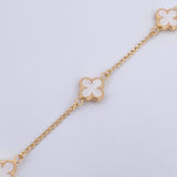 Pulso Trebol Espiga 3.35gr / 18.6cm / 1.5mm Electroestatico Blanco Oro Amarillo 18K &
