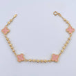 Pulso Trebol Militar 4.15gr / 18.5cm / 3mm Bolas Diamantadas Electroestatico Rosado Oro Amarillo 18K &