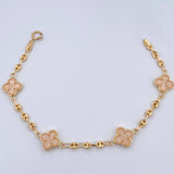 Pulso GC Trebol 3.9gr / 18cm / 3mm Diamantado Electroestatico Beige Oro Amarillo 18K &