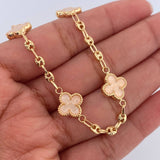 Pulso GC Trebol 3.9gr / 18cm / 3mm Diamantado Electroestatico Beige Oro Amarillo 18K &