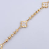 Pulso Trebol Militar 4.55gr / 18.7cm / 3mm Bolas Diamantadas Electroestatico Blanco Oro Amarillo 18K &