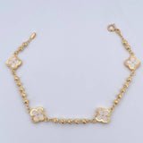 Pulso Trebol Militar 4.8gr / 19cm / 3mm Bolas Diamantadas Electroestatico Blanco Oro Amarillo 18K &