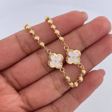 Pulso Trebol Militar 4.8gr / 19cm / 3mm Bolas Diamantadas Electroestatico Blanco Oro Amarillo 18K &