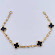 Pulso GC Trebol 4.15gr / 18.2cm / 2.9mm Diamantado Electroestatico Negro Oro Amarillo 18K &