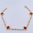 Pulso GC Trebol 4.55gr / 19cm / 3.1mm Diamantado Electroestatico Rojo Oro Amarillo 18K &