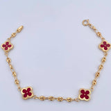Pulso GC Trebol 4.55gr / 19cm / 3.1mm Diamantado Electroestatico Rojo Oro Amarillo 18K &