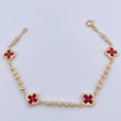 Pulso Trebol Militar 4.6gr / 19cm / 3mm Bolas Diamantadas Electroestatico Rojo Oro Amarillo 18K &
