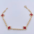 Pulso Trebol Militar 4.85gr / 18.7cm / 3mm Bolas Diamantadas Electroestatico Rojo Oro Amarillo 18K &