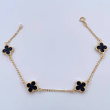 Pulso Trebol Espiga 3.15gr / 18.6cm / 1.5mm Electroestatico Negro Oro Amarillo 18K &
