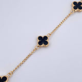 Pulso Trebol Espiga 3.15gr / 18.6cm / 1.5mm Electroestatico Negro Oro Amarillo 18K &
