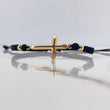 Pulsera Herraje Cruz Negra 1.25gr / 4mm Bolas Lisas Oro Amarillo 18K &