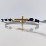 Pulsera Herraje Cruz Negra 1.25gr / 4mm Bolas Lisas Oro Amarillo 18K &