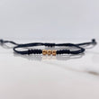 Pulsera  Negra 0.15gr / 3mm Bolas Lisas Oro Rosa 18K &