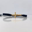 Pulsera Negra Herraje Cruz Cristo 0.75gr / Troquelada Oro Amarillo 18K &