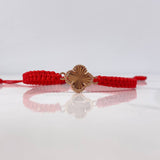 Pulsera Roja Herraje Trebol Diamantado 1.05gr / Oro Rosa 18K &