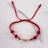 Pulsera Roja Herraje San Miguel Arcangel 0.75gr / Troquelada Oro Amarillo 18K &
