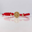 Pulsera Roja Herraje Virgen Milagrosa 0.9gr / 4mm Bolas Lisas Oro Amarillo 18K &