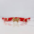 Pulsera Roja Herraje Mariposa 1.5gr / 4mm Bolas Diamantadas Oro Amarillo 18K &