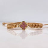 Pulsera Beige Herraje Trebol Diamantado 0.65gr / Oro Amarillo 18K &