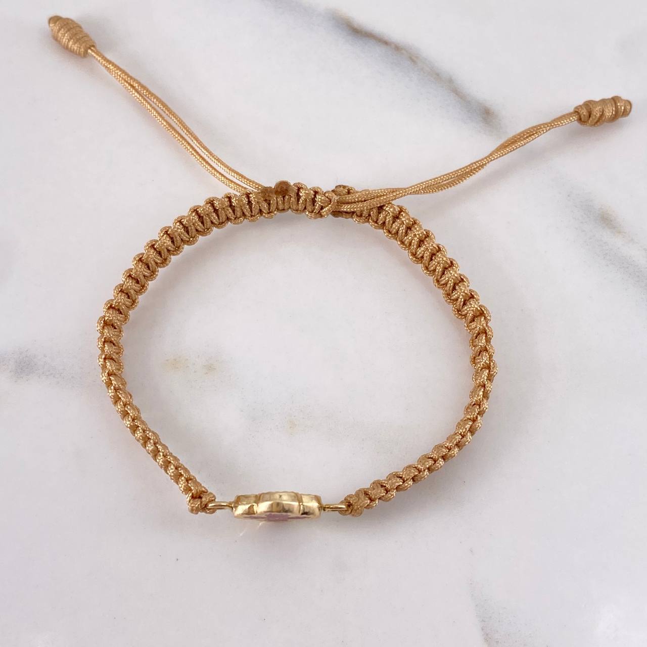 Pulsera Beige Herraje Trebol Diamantado 0.65gr / Oro Amarillo 18K &