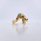 Anillo Rana 7gr / T8 3/4 / Circones Fucsias Verdes Blancos Oro Amarillo 18K $