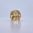 Anillo Rana 7gr / T8 3/4 / Circones Fucsias Verdes Blancos Oro Amarillo 18K $