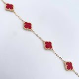 Pulso Trebol Aro Seguido 7.6gr / 20cm / 1.8mm Agatha Rojo Oro Amarillo Nac.Esp. 18K &