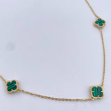 Cadena Trebol Aro Seguido 7.65gr / 49.1cm / 1.5mm Malaquita Verde Oro Amarillo Nac.Esp. 18K &