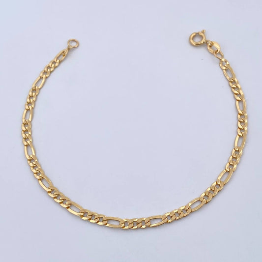 Pulso Figaro 2.2gr / 19cm / 3mm Oro Amarillo +1 18K &