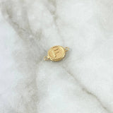 Herraje Letra F 0.5gr / 1cm-1.7cm / Circulo Bordeado Oro Amarillo 18K