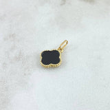 Dije Trebol VCyA 0.65gr / 2cm / Recina Negra Oro Amarillo 18K *