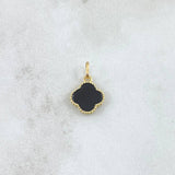 Dije Trebol VCyA 0.65gr / 2cm / Recina Negra Oro Amarillo 18K *